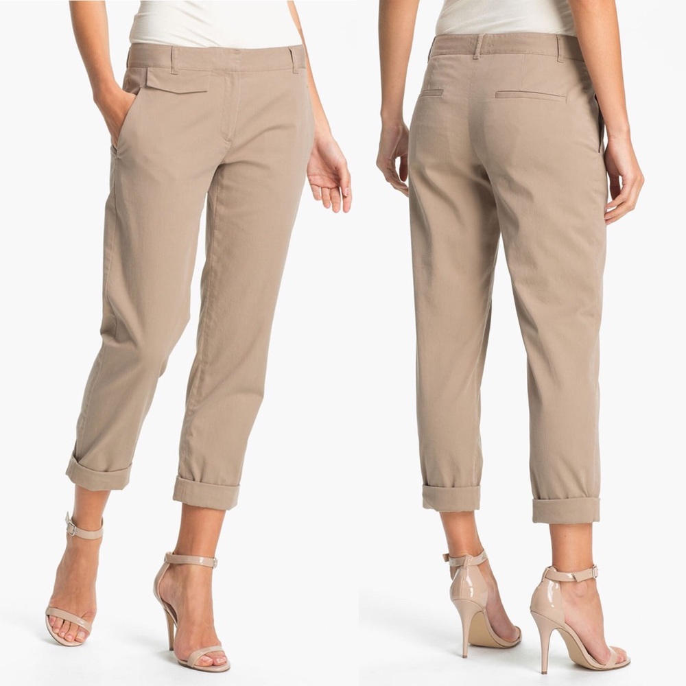 Theory Women's Beige Cropped Chino Pants